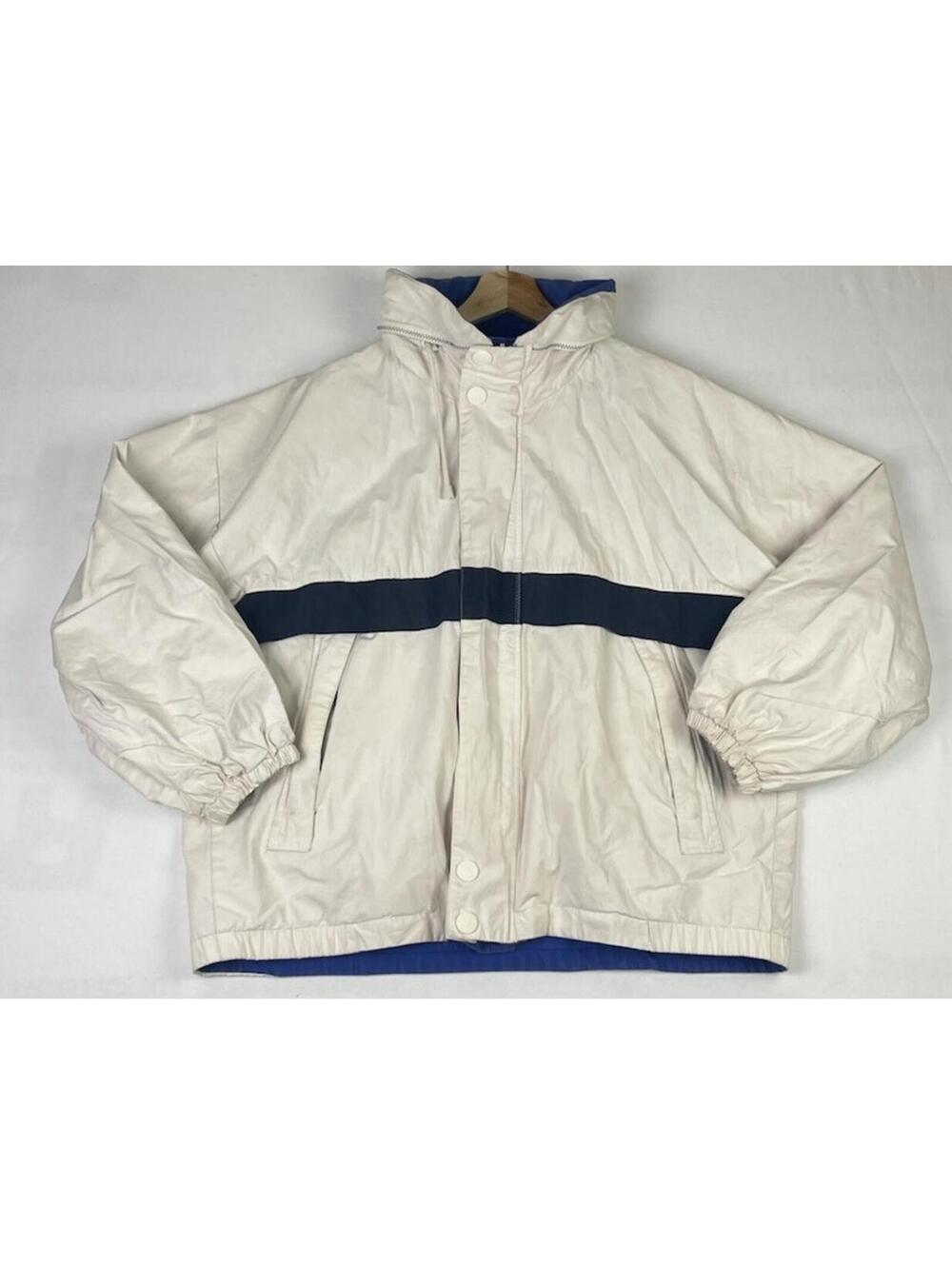 Vintage Nautica BOXY Reversible Blue White Windbreaker Jacket Sz M